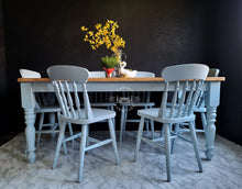 Load image into Gallery viewer, 7ft Handmade Farmhouse Dining Table with 8 Chairs - Rustic & Bespoke