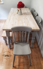 Load image into Gallery viewer, 7ft Farmhouse Rustic Dining table set with 5 chairs and bench - Saravi Furniture