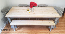 Load image into Gallery viewer, 7ft Farmhouse Rustic Dining table set with 5 chairs and bench - Saravi Furniture