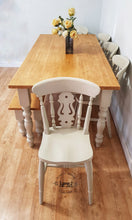 Load image into Gallery viewer, 7ft Farmhouse Rustic Dining table set with 5 chairs and bench - Saravi Furniture