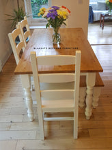 Load image into Gallery viewer, 7ft Farmhouse Rustic Dining table set with 5 chairs and bench - Saravi Furniture