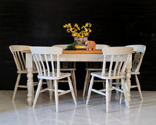 Load image into Gallery viewer, Rustic Farmhouse Dining Table & Chairs - 7ft Table and 8 chairs