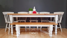 Load image into Gallery viewer, Handmade Rustic Farmhouse Dining Table with Chairs and Bench- Saravi Furniture