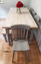 Load image into Gallery viewer, 7ft Farmhouse  Rustic Dining table set with 5 chairs  and bench - Saravi Furniture
