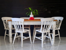 Load image into Gallery viewer, Rustic Farmhouse Dining Table &amp; Chairs - 5ft Table and 6 chairs
