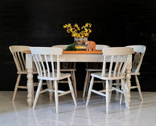 Load image into Gallery viewer, Rustic Farmhouse Dining Table &amp; Chairs - 7ft Table and 8 chairs
