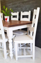 Load image into Gallery viewer, Rustic Farmhouse Dining Table &amp; Chairs - 5ft Table and 6 chairs
