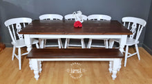 Load image into Gallery viewer, 6ft Handmade Rustic Farmhouse Dining Table with 5 Chairs and Bench - DELIVERY IN 3 WEEKS
