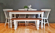 Load image into Gallery viewer, Handmade Rustic Farmhouse Dining Table with Chairs and Bench- Saravi Furniture
